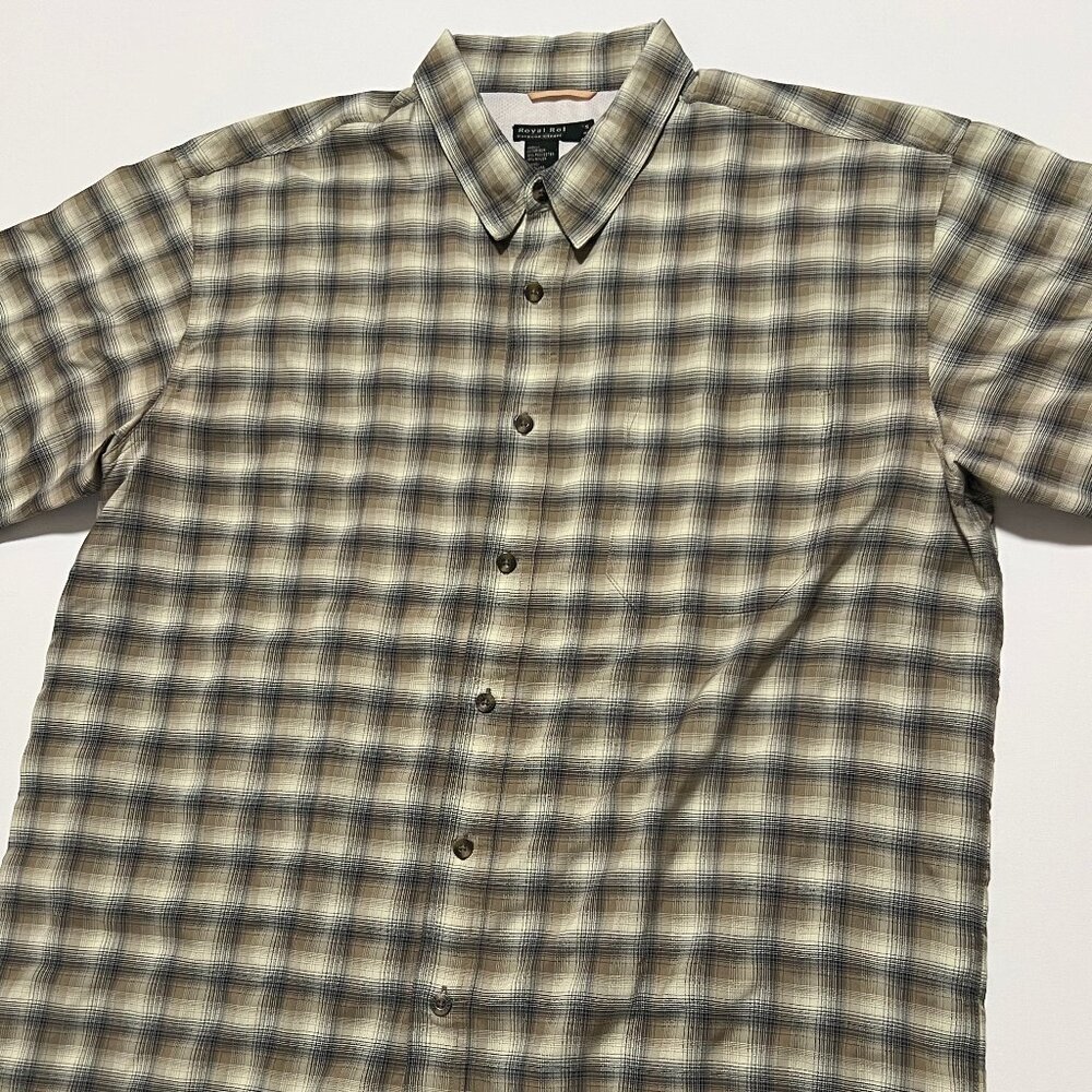 Royal Robbins Shirt Outdoor Hiking Gorpcore Beige Short Sleeve Men's size XXL